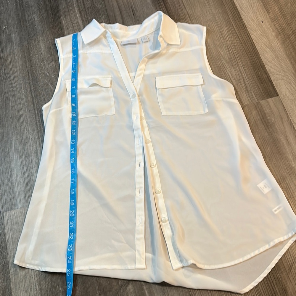 New York & Company White sheer button up